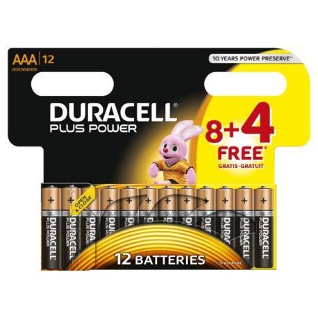 Pila Alcalina Duracell Plus Power Lr03 12 Unidades