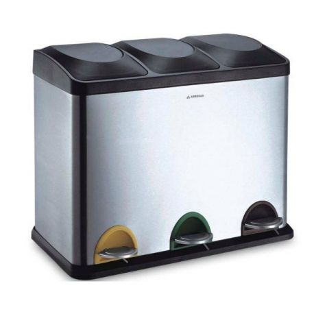 Cubo Cocina Inoxidable Step Bin 3 Compartimentos 45 L