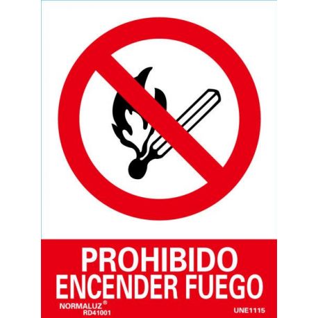 Señal Pvc Prohibido Encender Fuego 21X30 Cm