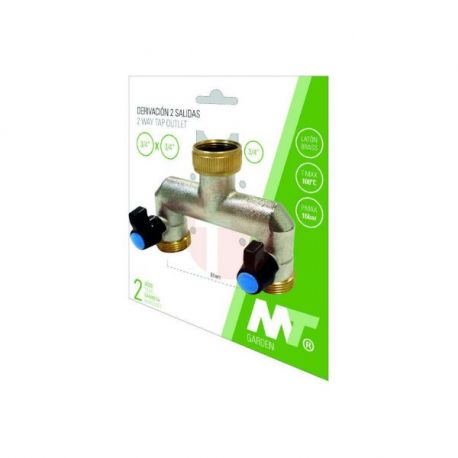 Conector Grifo Jardin Laton 2 Vias H 3/4" X H 3/4" de Mt Garden