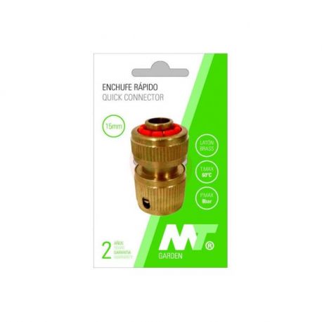 Conector Rapido Laton con Stop Manguera 15 y 19 Mm de Mt Garden