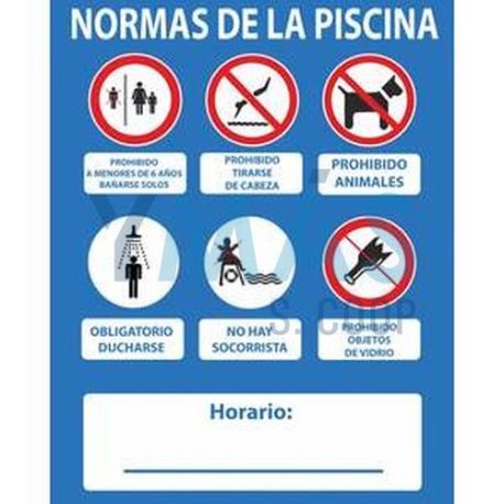 Cartel Pvc "Normas Piscina" 50X40Cm