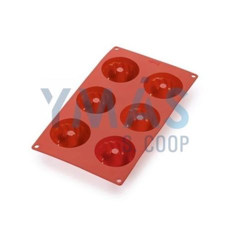 Molde Silicona Mini Savarin 6 Cavidades Rojo