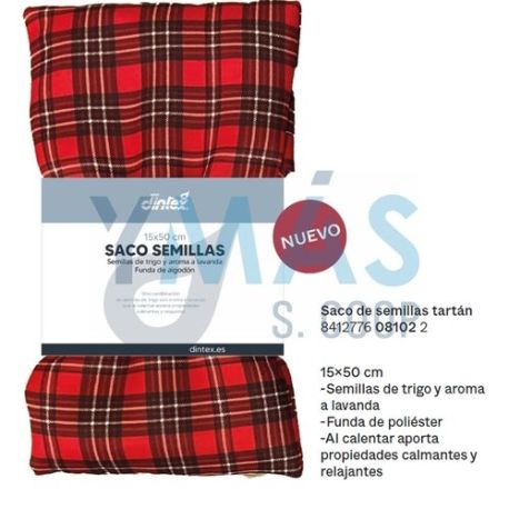 Saco Semillas Termoterapia Tartán 15X50Cm