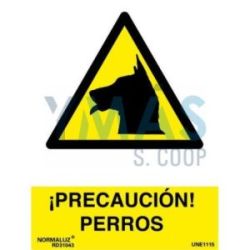 Señal PVC Precaución Perros 21X30Cm