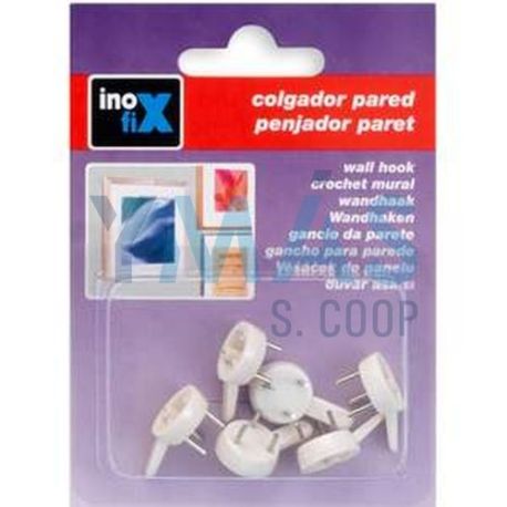 Colgador Pared Blister 6 Unds. Blanco