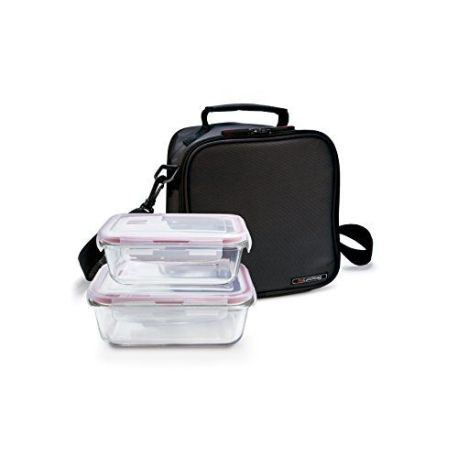 Bolsa Lunchbag Basic Negra 2 Hermeticos Cristal